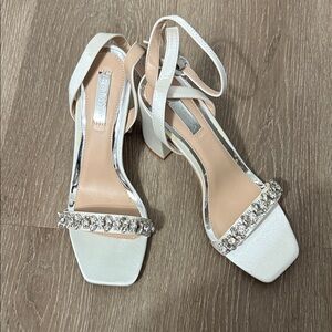 Steve Madden White Rhinestone Strappy Heels